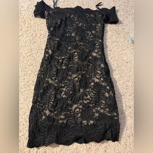 bebe Black off Shoulder Lace mini dress
